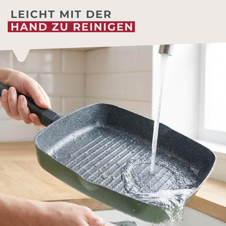 Fackelmann Balance Keramik-Grillpfanne 28 x 28 cm – Recyceltes Aluminium, ergonomischer Griff, keram