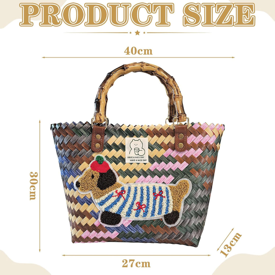 Einkaufskorb Geflochten, Strandtasche Stroh Gross, Korbtasche Handtasche, Korb Einkaufen damen, Stro