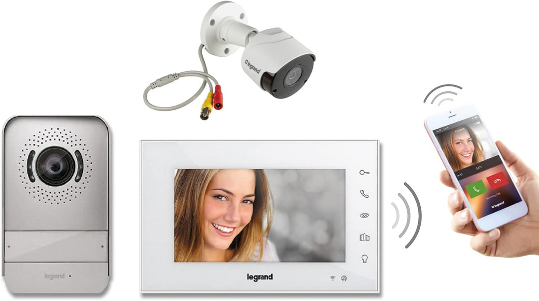 Legrand, Wi-Fi Video-Türsprechanlagen-Set Weiss und Day & Night Farbkamera für den Aussenbereich, 36