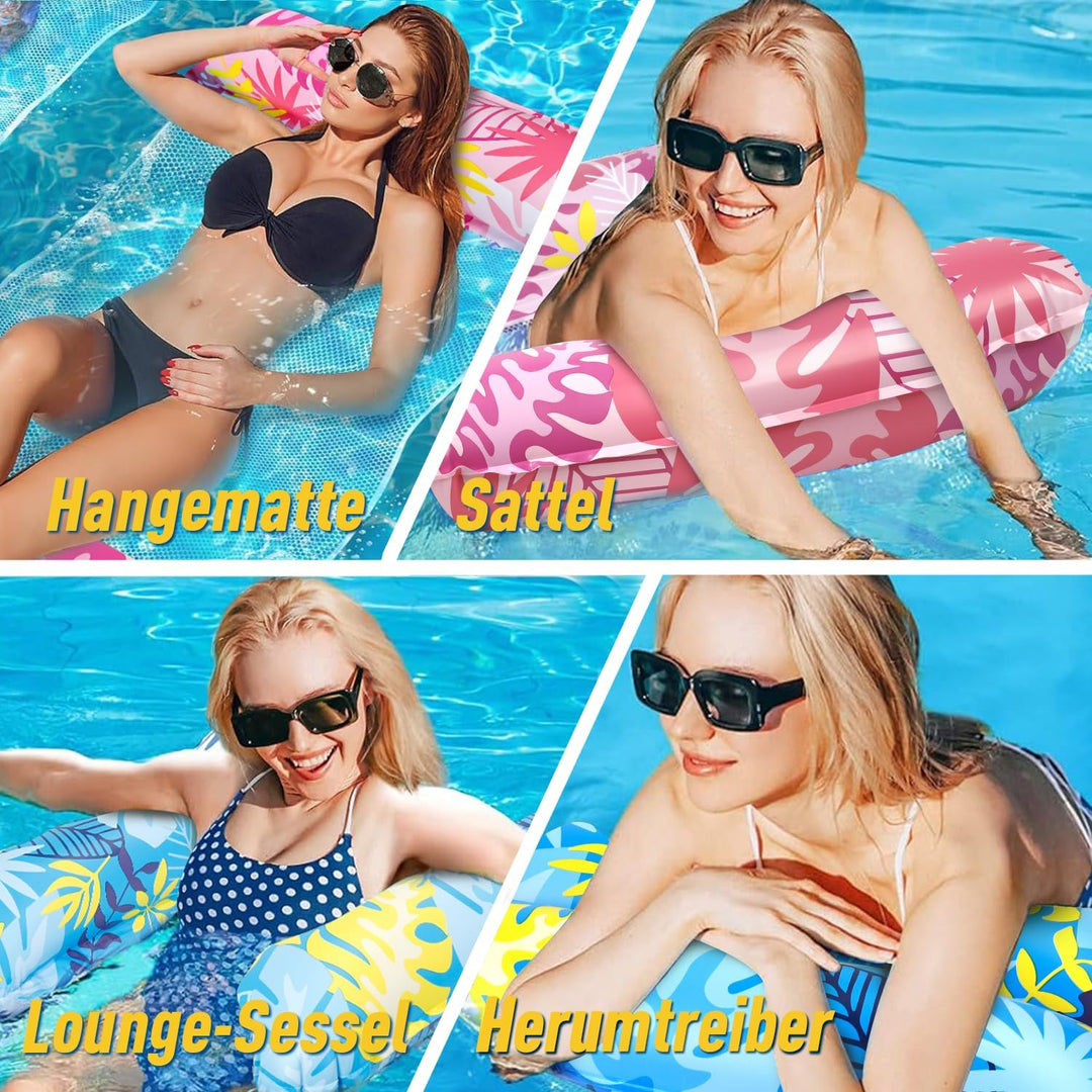 Wasserhängematte Erwachsene 2 Wasser Hängematte mit Netz 4 In 1 Luftmatratze Pool Luftmatratze Netz