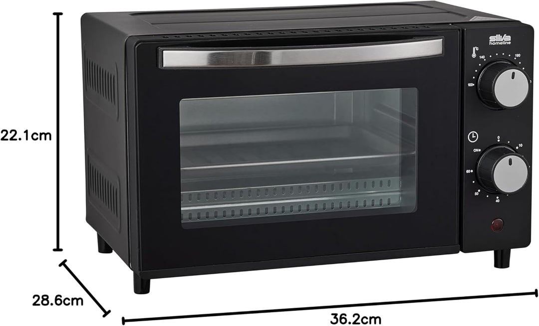 Silva Schneider MB 1000, Minibackofen, 10 L, schwarz, 650 Watt, Temperaturregelung 100-230 °C, Timer