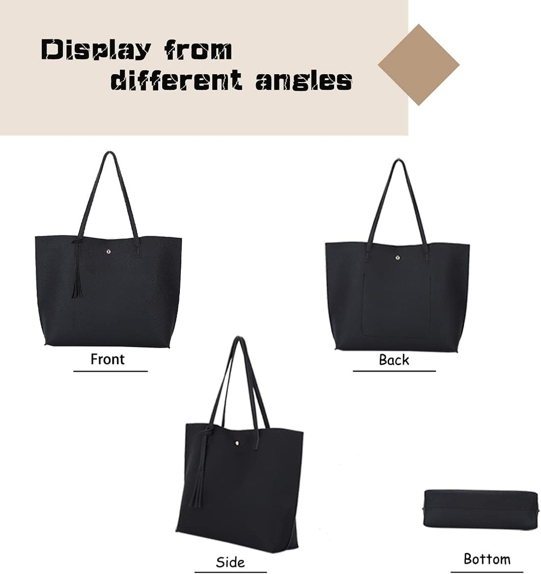 K.EYRE Damen Faux PU Leder Tote Schulter Geldbörsen Tasche für Frauen, Grosse Kapazität Quaste Handt