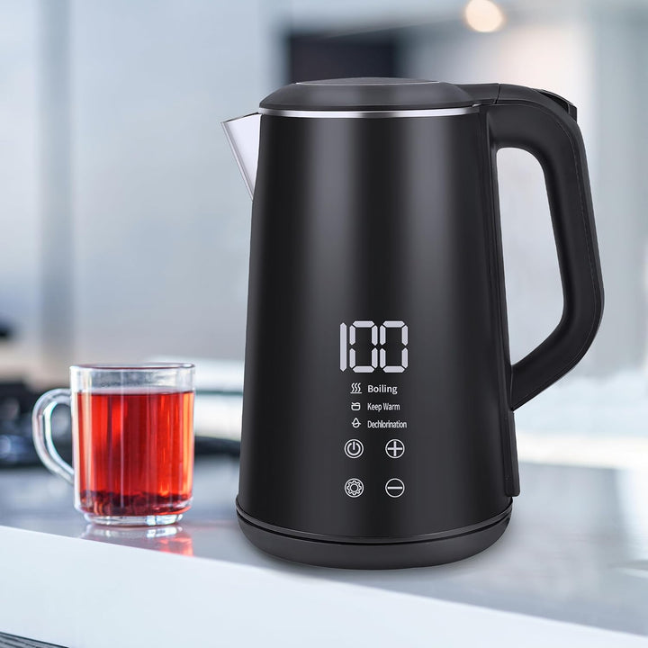 Retoo Elektrischer Wasserkocher 1,6L LED Beleuchtung 1500W Schnellaufheizung Edelstahl, BPA Frei, Te