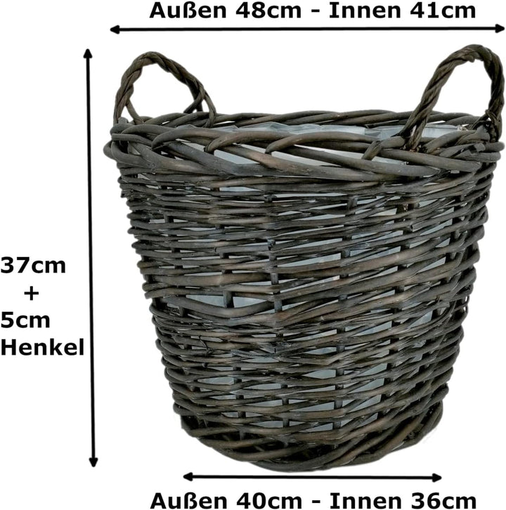 Decoline Weiden Pflanzkorb mit Henkeln und Einsatz L - Ø 48cm L - Ø 45cm, L - Ø 45cm