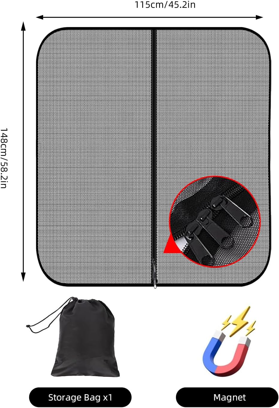 Moskitonetz Auto Hintertür Kompatibel für VW T5 T6, Magnetisch Mitte Reissverschluss Fliegengitter,