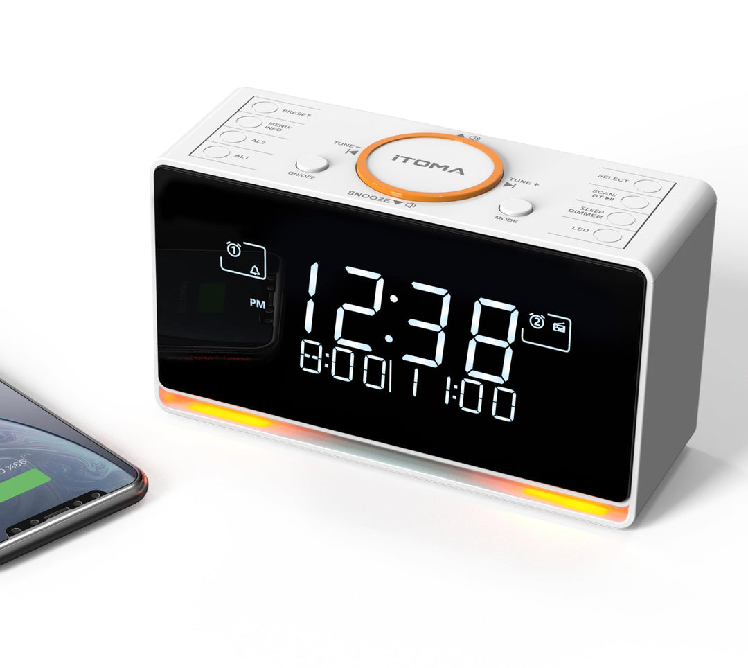 iTOMA DAB Radiowecker (DAB, UKW, Uhrenradio, Wecker mit Zwei einstellbaren Weckzeiten, Snooze-Funkti
