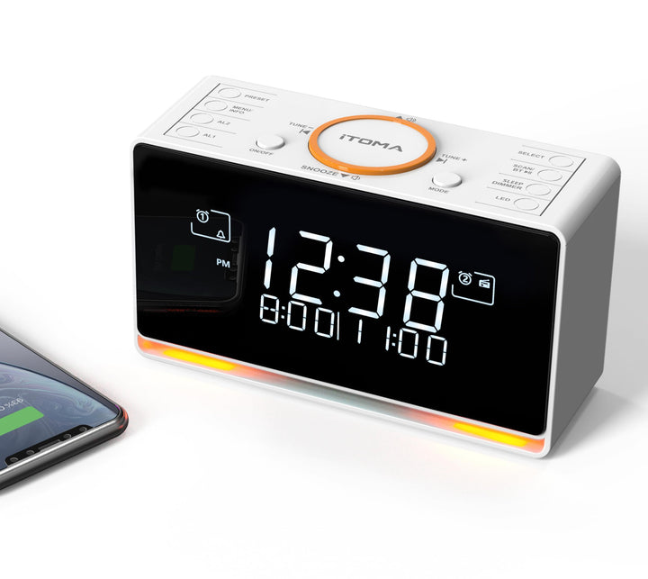 iTOMA DAB Radiowecker (DAB, UKW, Uhrenradio, Wecker mit Zwei einstellbaren Weckzeiten, Snooze-Funkti