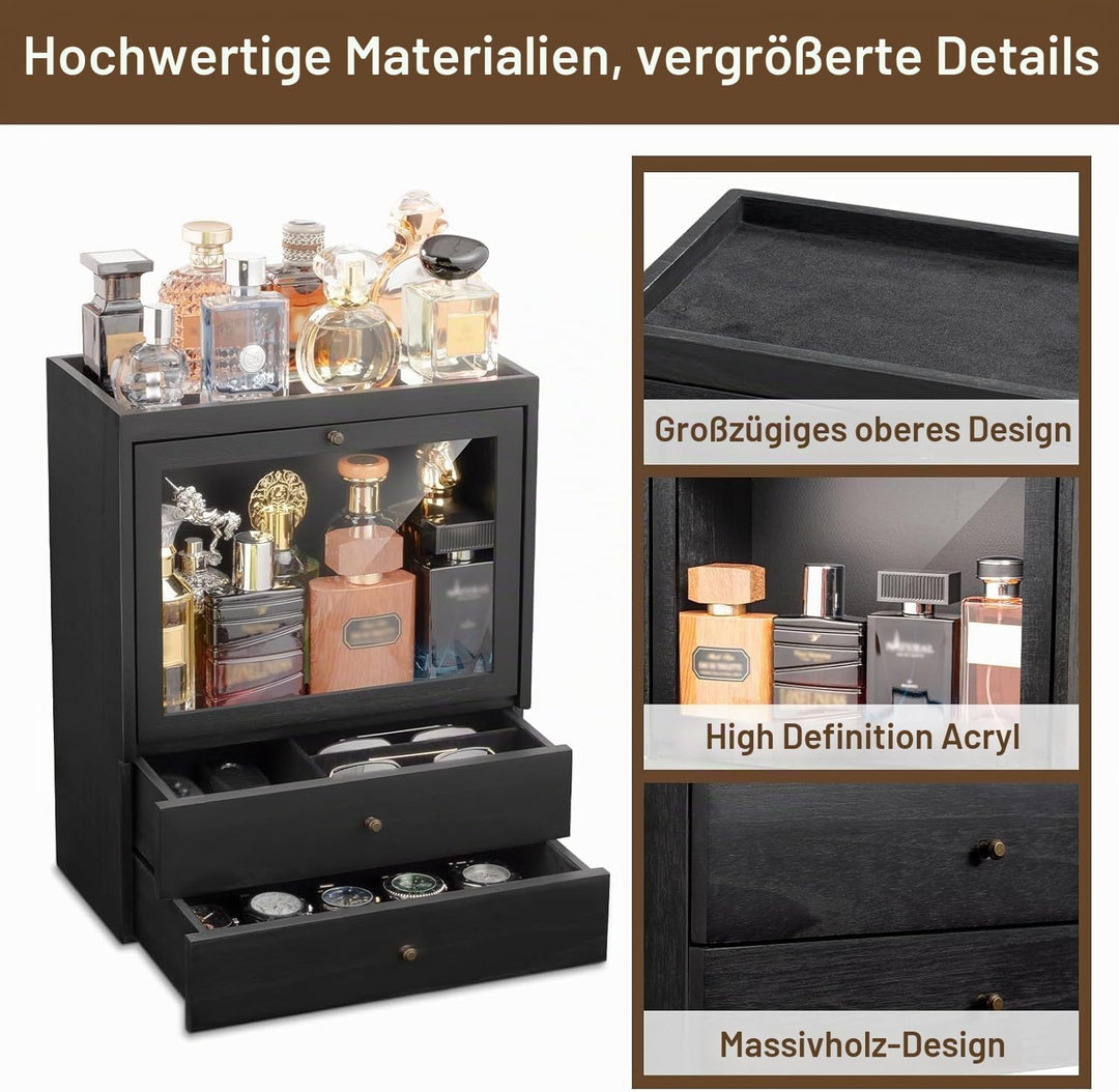 HoldOneLight Parfümregal für Herren, Parfüm-Organizer aus Massivholz für den Waschtisch, geräumiger,