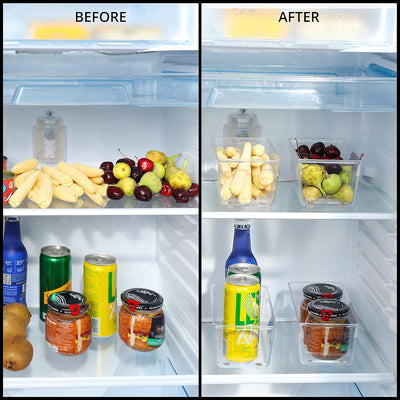 Kurtzy Kühlschrank Organizer Box Set für Küche, Schränke (4Stk) Plastik Organizer 20cm Lang, Ordnung