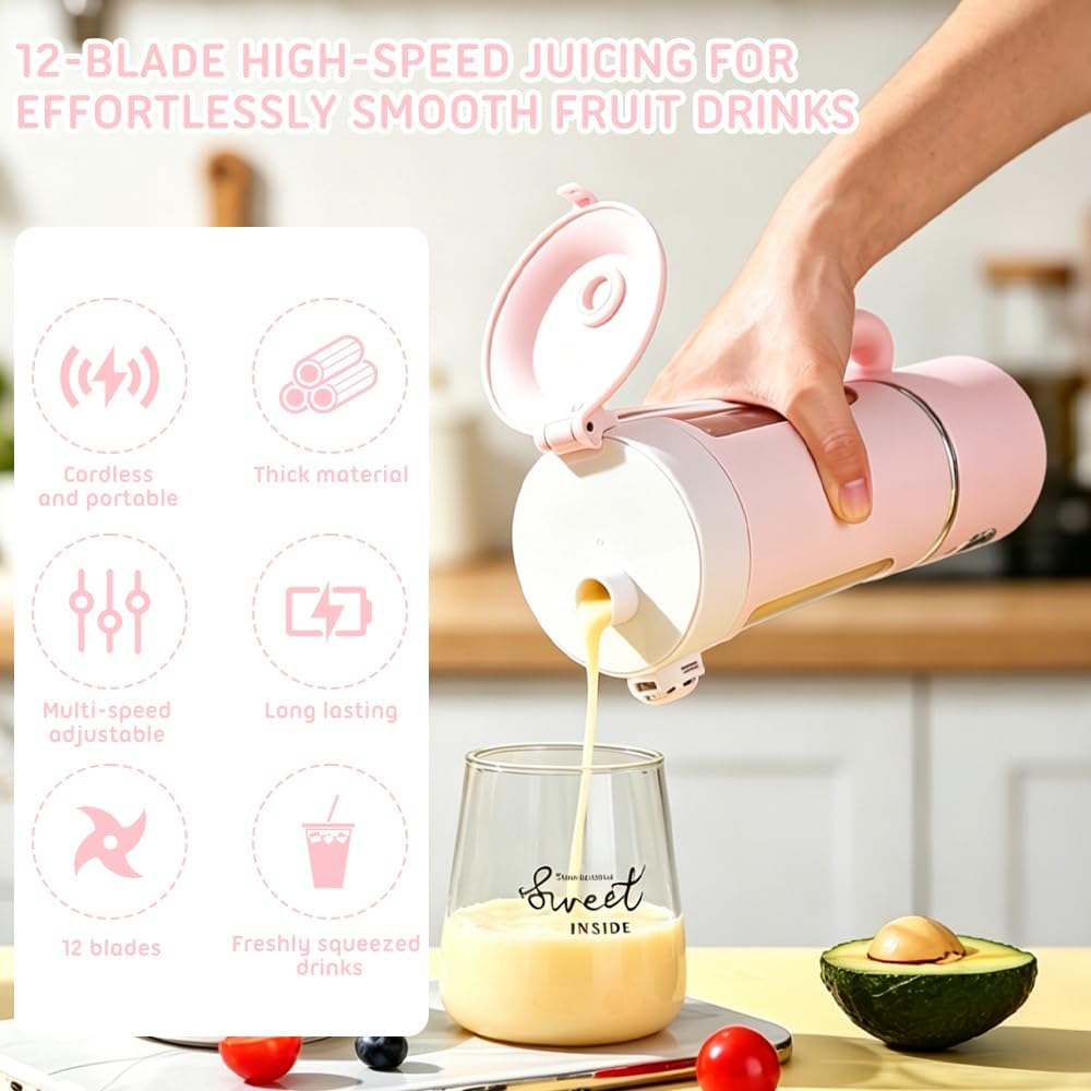 Tragbarer Mixer 700ml, Wiederaufladbar Mini Mixers with Digital Display, Mixer to Go for Milkshakes,