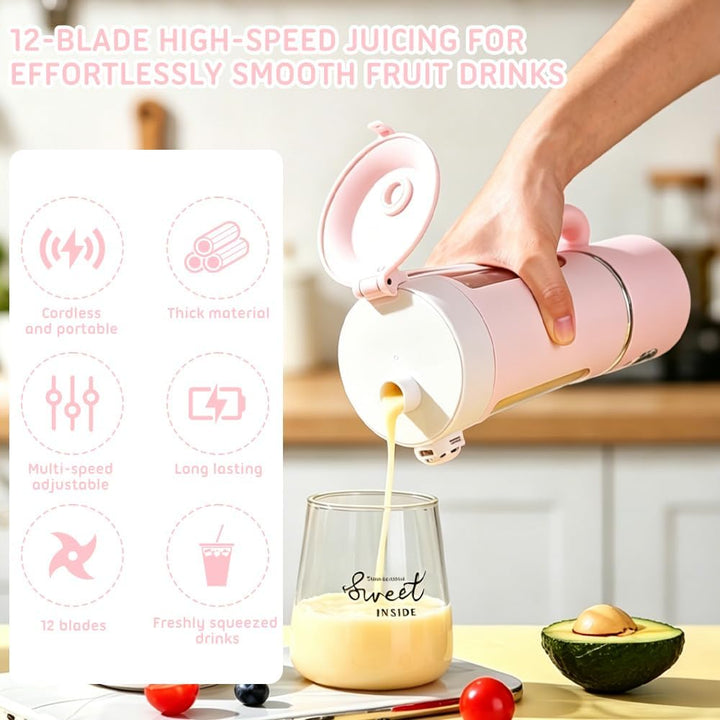 Tragbarer Mixer 700ml, Wiederaufladbar Mini Mixers with Digital Display, Mixer to Go for Milkshakes,
