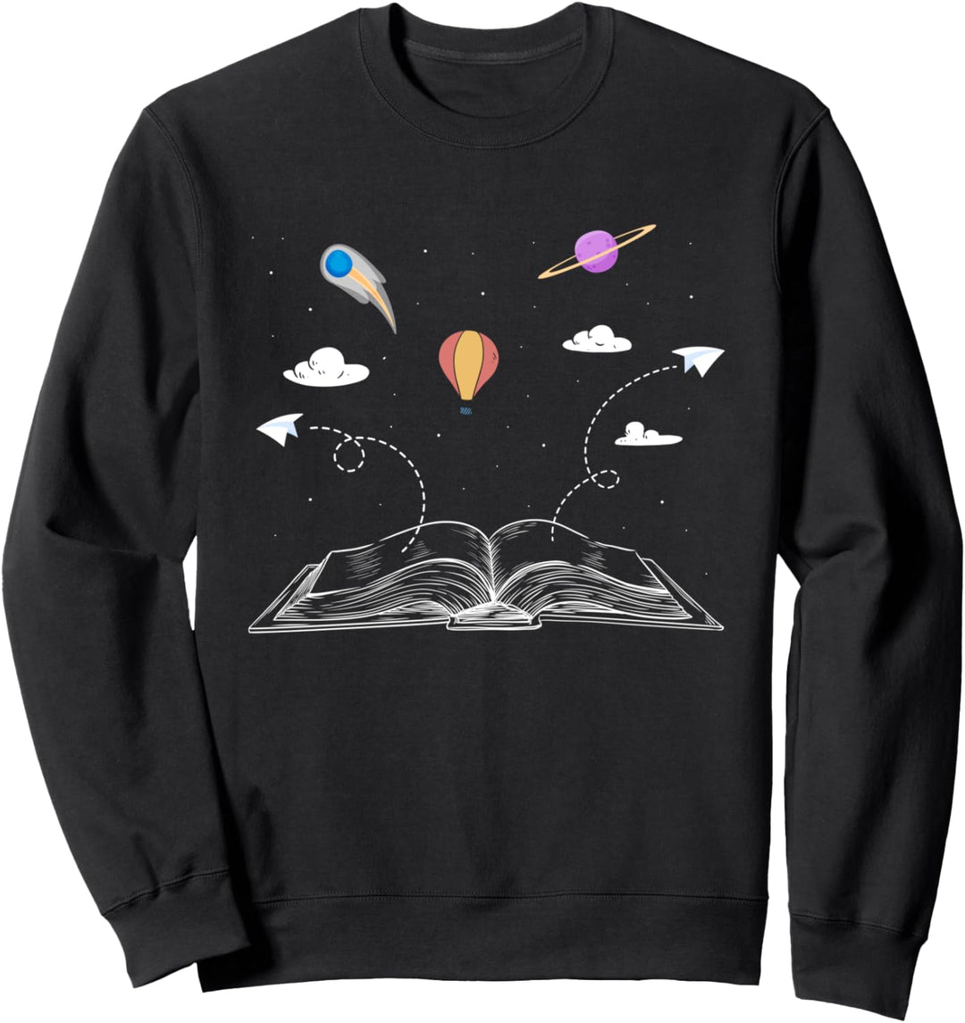 Papierflieger Leseratte Buch Bücherwurm Weltraum Lesen Sweatshirt