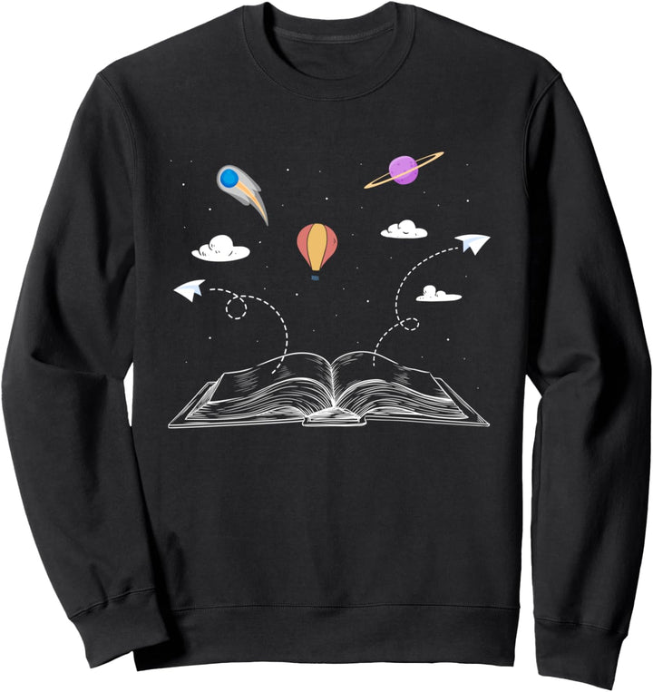 Papierflieger Leseratte Buch Bücherwurm Weltraum Lesen Sweatshirt