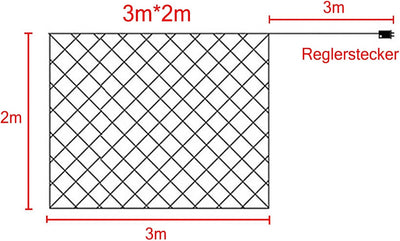 LARS360 LED Lichternetz 3x2m 250LEDs Aussen und Innen Lichterkettenvorhang mit 8 Leuchtmodi Warmweis