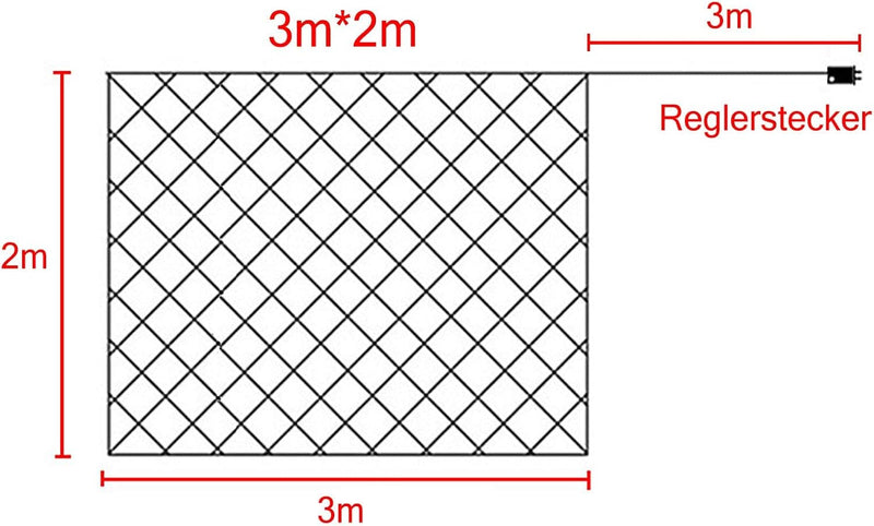 LARS360 LED Lichternetz 3x2m 250LEDs Aussen und Innen Lichterkettenvorhang mit 8 Leuchtmodi Warmweis
