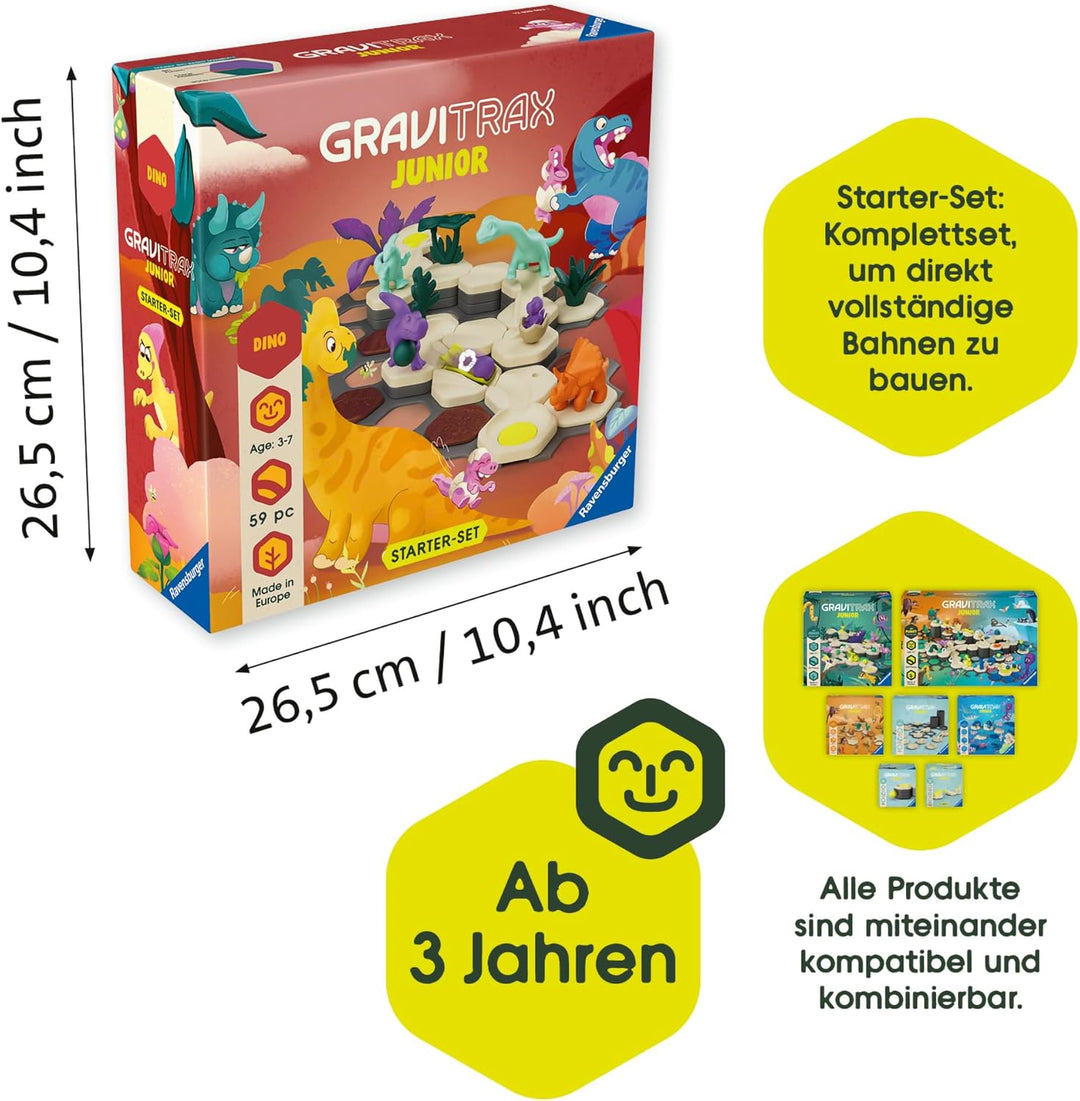 Ravensburger GraviTrax Junior Starter-Set S Dino 12020003 - Kugelbahn ab 3 Jahre - Murmelbahn und Ko