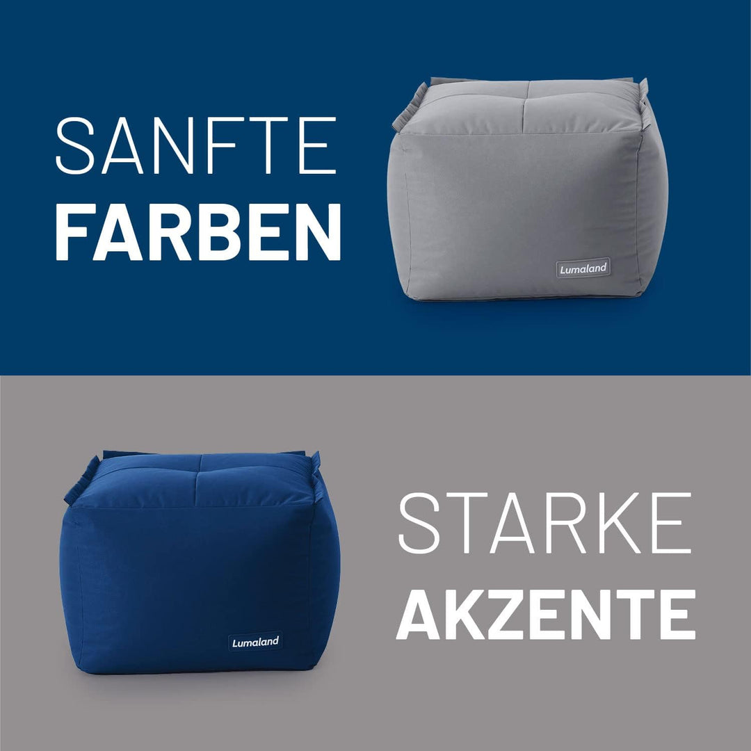 Lumaland Sitzsack-Lounge Modular Pouf | Individuell erweiterbarer & leichter Hocker | Waschbare Sitz