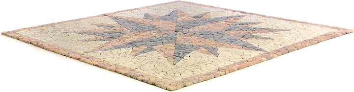 Divero Fliesen Rosone Blume Sonne Windrose Naturstein Mosaik Marmor dekorativ Creme-grau-rosé 120x12
