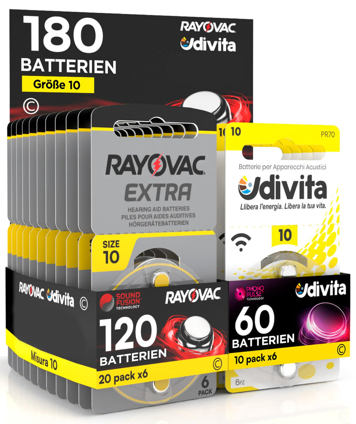 Rayovac Extra Advanced 10. 120 Batterien: 120 Rayovac + 60 Lebensdauer