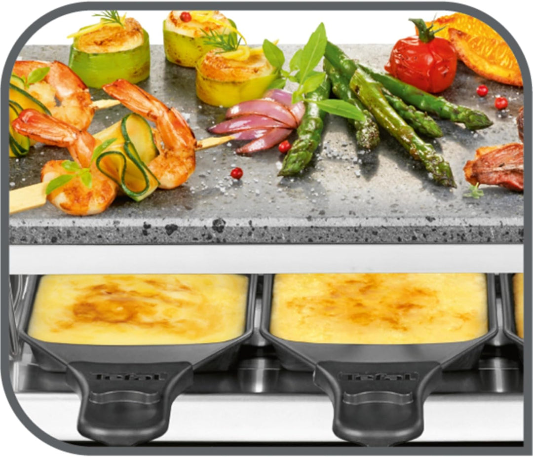Tefal PR457B Pierrade Raclette | 1350 Watt | Grill-Platte aus Stein + 10 antihaftbeschichtete Pfännc
