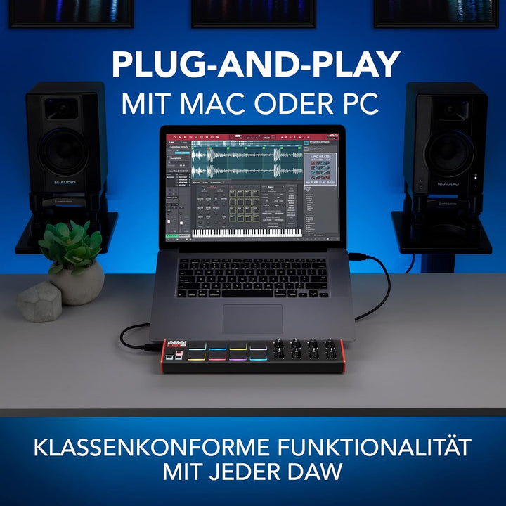 AKAI Professional LPD8 – USB MIDI Controller mit 8 responsiven MPC Drum Pads für Mac und PC, 8 zuwei