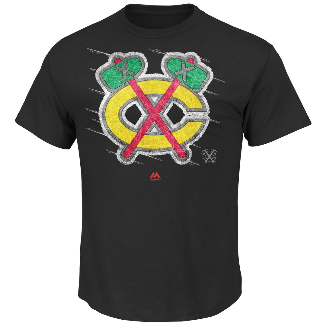 Majestic NHL Herren Pond Hockey-T-Shirt Chicago Blackhawks XL, Chicago Blackhawks XL
