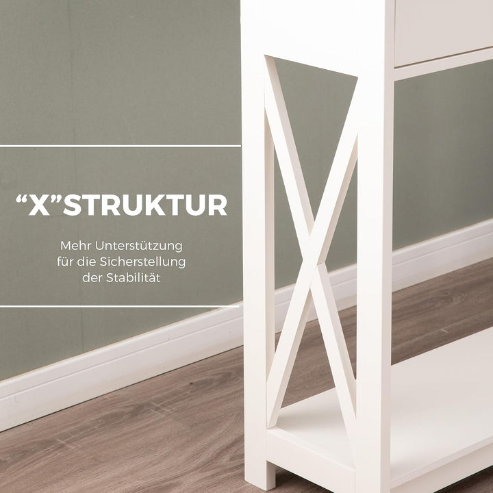 ALPHA HOME Beistelltisch mit Schubladen, Beistelltisch Holz mit Stauraum