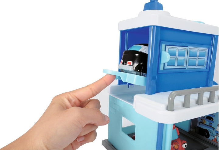 Dickie Toys - Helden der Stadt, die Polizei-Station inkl. Hektor Helikopter mit Licht, originalen Li