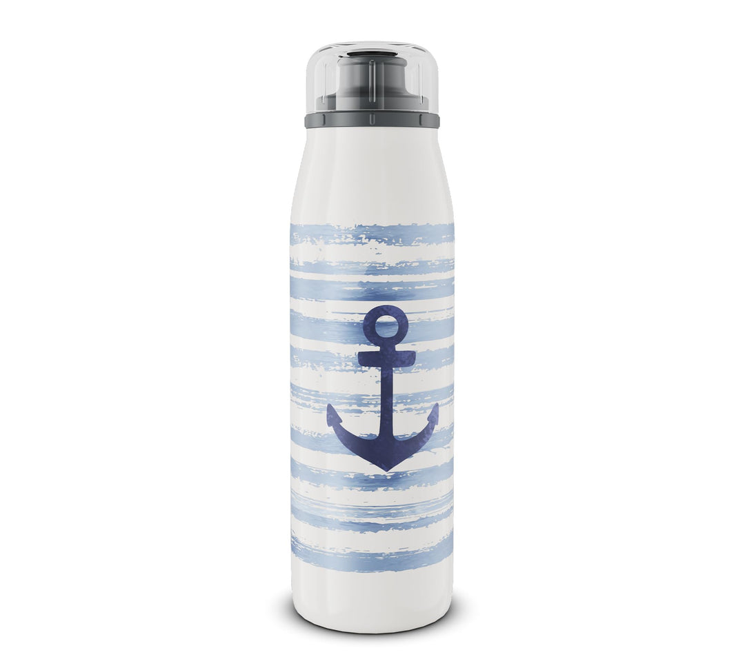 alfi KIDS ISO BOTTLE 500ml, Blau Weiss Anker, Isoliertrinkflasche Kinder Edelstahl, absolut dicht mi