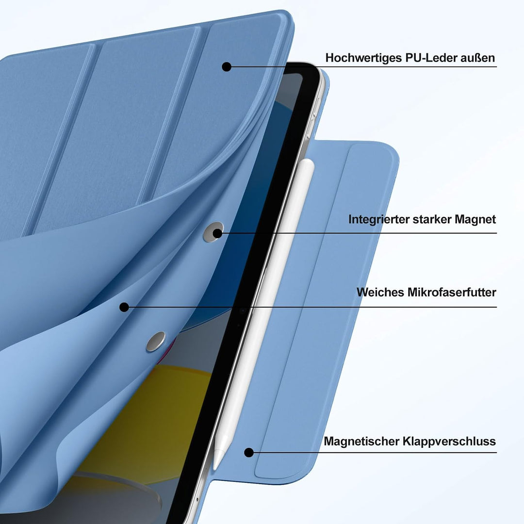 Maledan Magnetisch Hülle für iPad A16 11/10 Generation (2025 11 Zoll/ 2022 10.9 Zoll), Magnetbefesti
