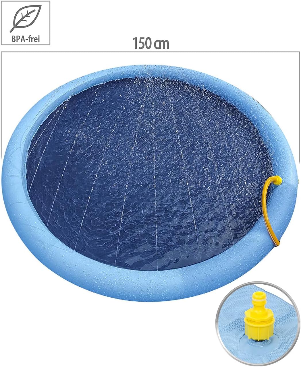infactory Wasserspielmatte Kinder: Wasser-Spielmatte für Kinder & Hunde, Schlauchanschluss, PVC, BPA