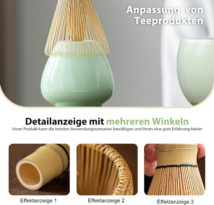 Matcha Tee Set, Matcha Besen Set mit Matcha-Schneebesen, Besenhalter, Matcha Schale aus Keramik, 2 T