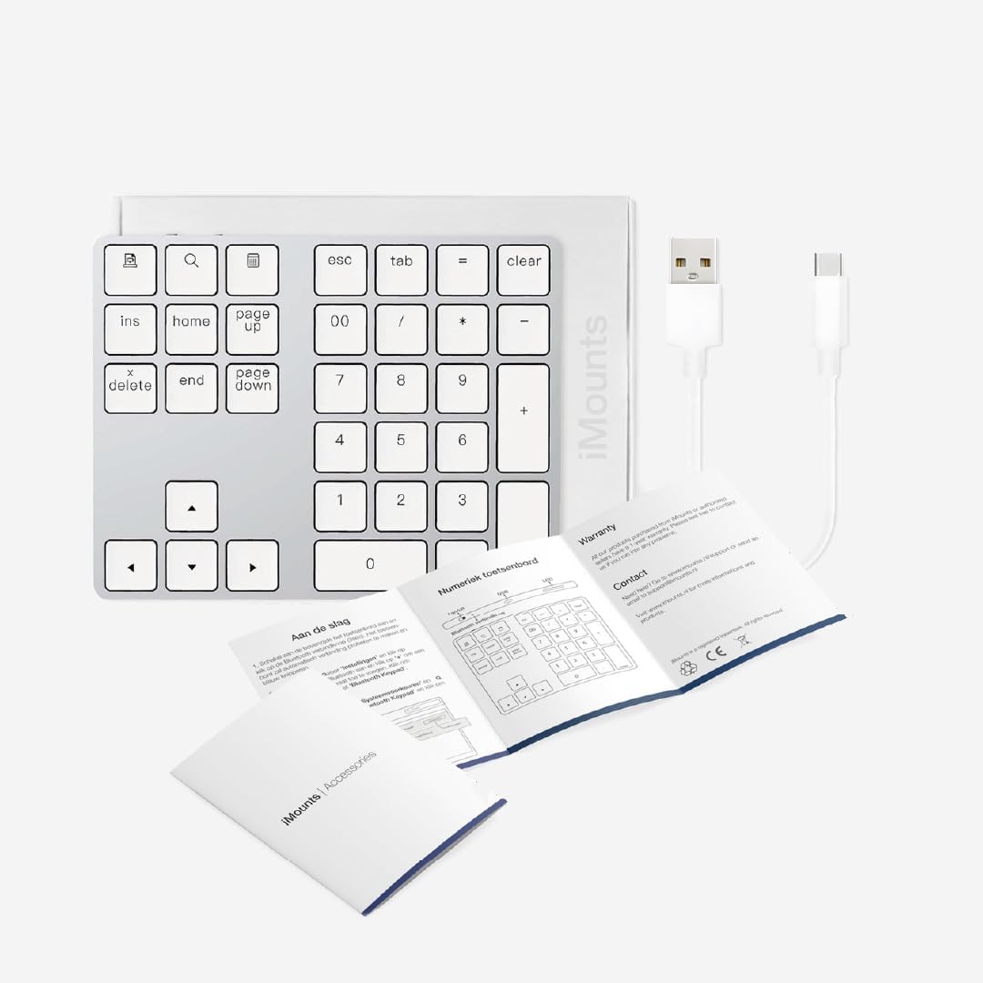 USB-C Bluetooth Numerische Ziffernblock – Kabelloses NumPad, Wiederaufladbare Numerische Tastatur fü