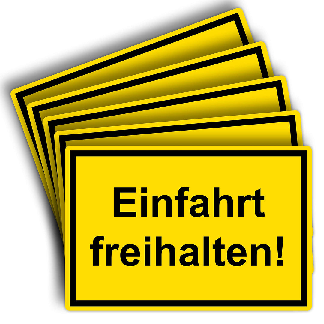 5 Stück Einfahrt freihalten Schild 20 x 30 cm aus stabiler PVC Hartschaumplatte 3mm mit UV-Schutz vo