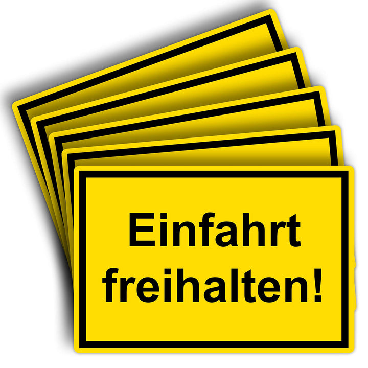 5 Stück Einfahrt freihalten Schild 20 x 30 cm aus stabiler PVC Hartschaumplatte 3mm mit UV-Schutz vo