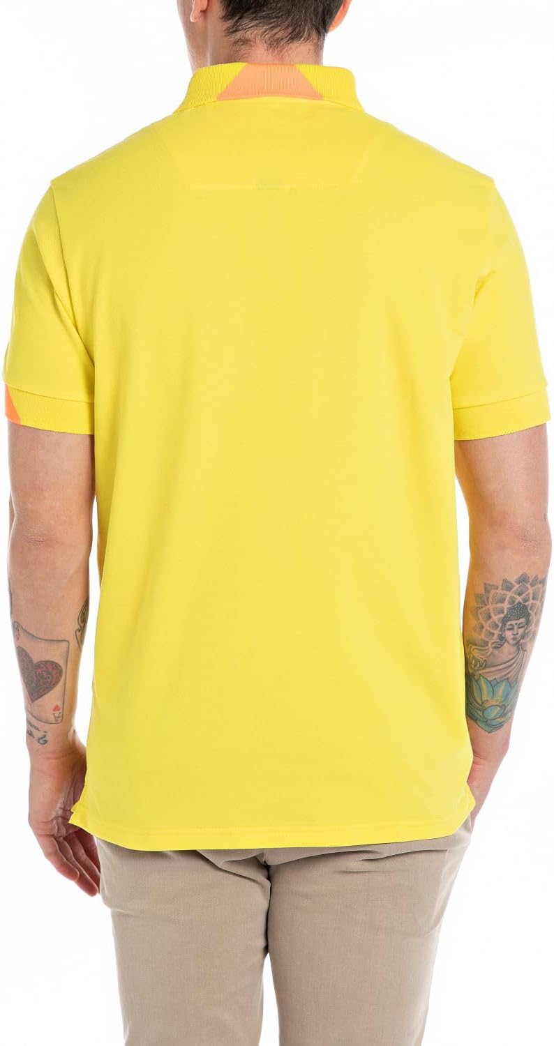 Replay Herren Poloshirt Kurzarm Regular-Fit mit Stretch S Sun Yellow 447, S Sun Yellow 447