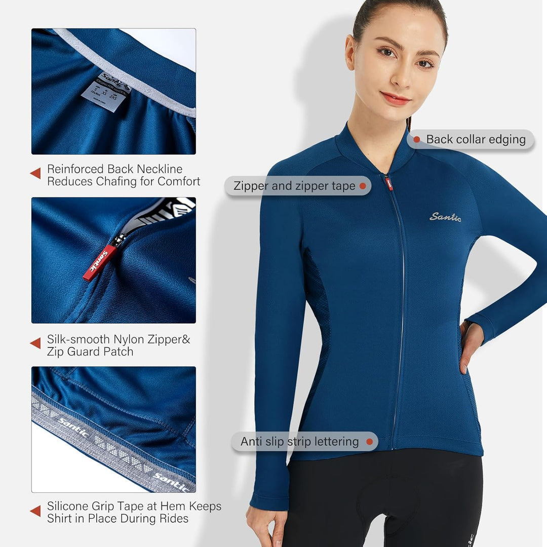 Santic Radtrikot Damen Kurz Fahrradtrikot Damen Fahrrad Shirt, L Marine