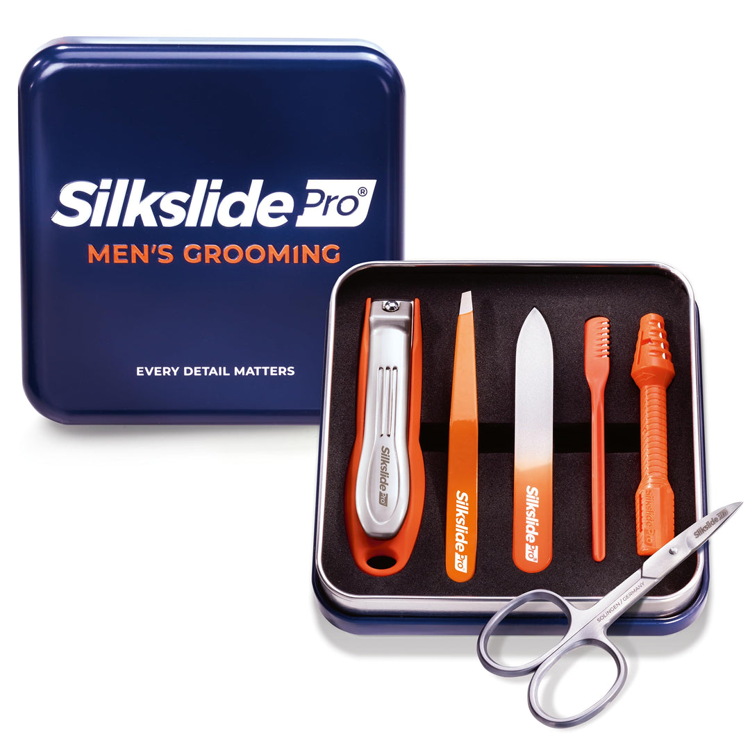 SilkslidePro Men’s Grooming Pflegeset Pro Edition – Nasenhaartrimmer, Nagelset, Ohrhaar-Rasierer & G