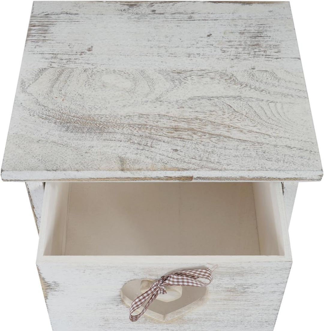 Mendler Kommode Forli, Schubladenkommode Schrank, 3 Schubladen mit Herzen 55x29x25cm, Shabby-Look, V