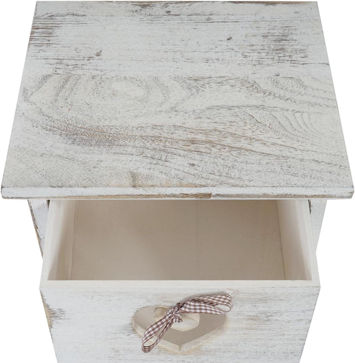 Mendler Kommode Forli, Schubladenkommode Schrank, 3 Schubladen mit Herzen 55x29x25cm, Shabby-Look, V