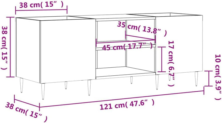 Disc-Möbel weiss 121 x 38 x 48 cm aus Sperrholz für Wohnzimmer, TV-Schrank, CD-Möbel, CD-Rackregal,