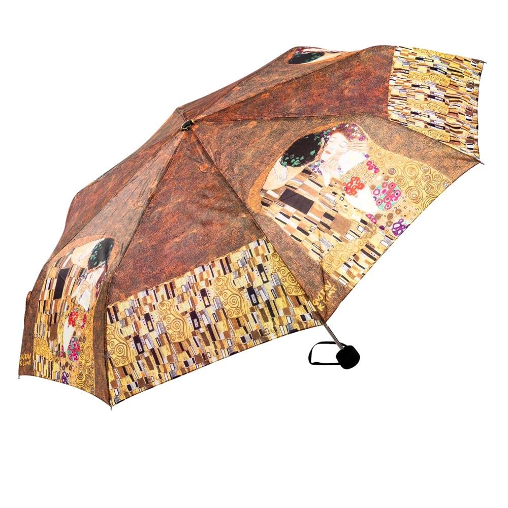 LUCKYWEATHER Regenschirm Taschenschirm Mini Damen Motiv Klimt The Kiss I Taschenschirme klein und st