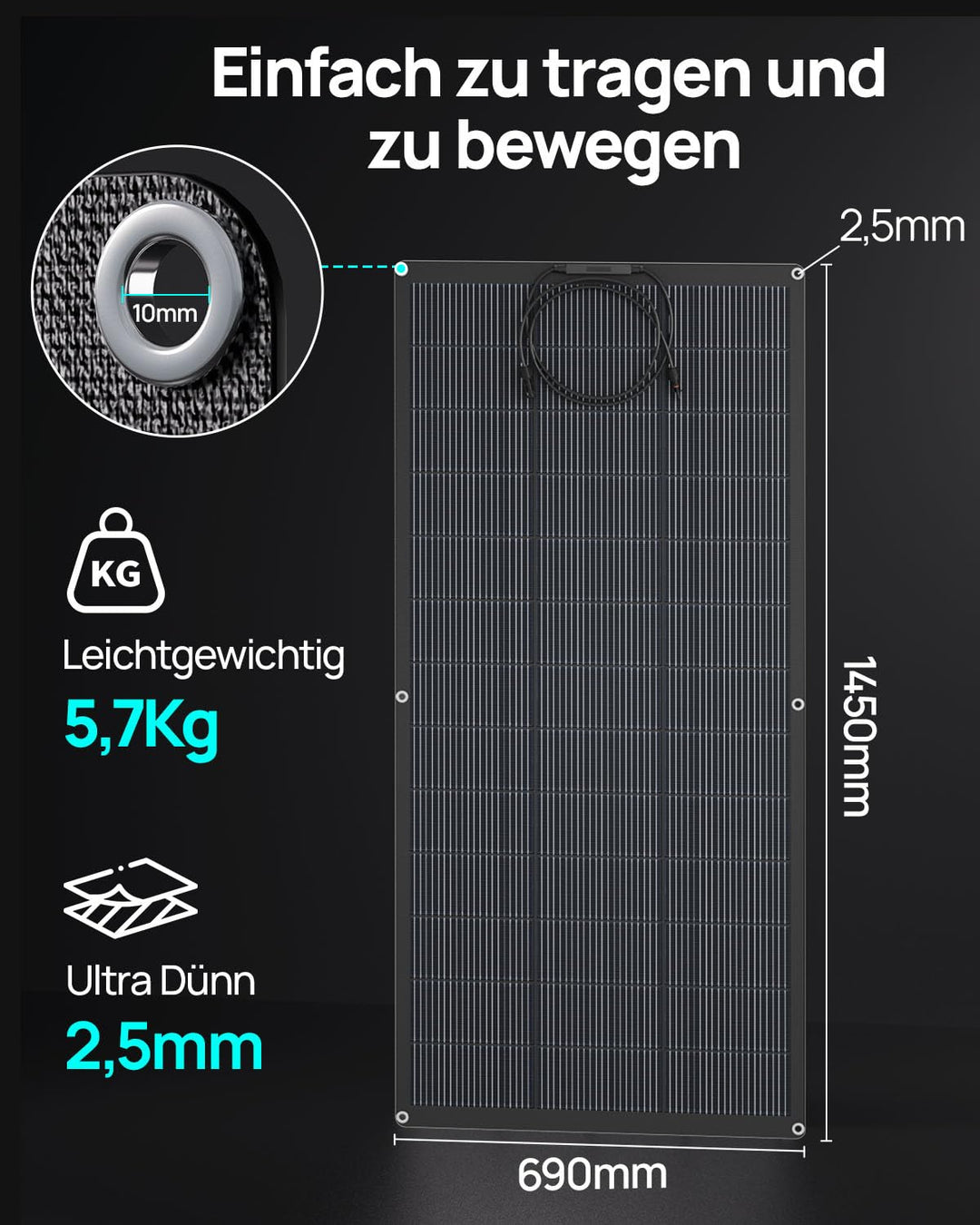 ECO-WORTHY 4 Stück Solarpanel Flexibel 200W,ETFE,25% hohe Umwandlung 800W Flexible Solarmodule für B