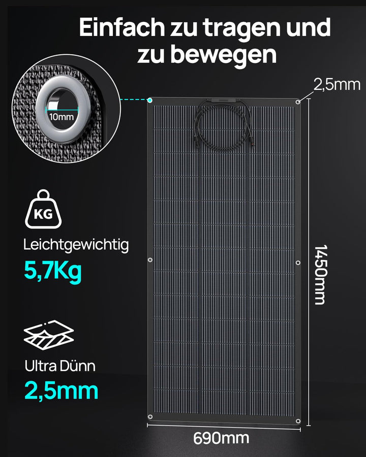 ECO-WORTHY 4 Stück Solarpanel Flexibel 200W,ETFE,25% hohe Umwandlung 800W Flexible Solarmodule für B