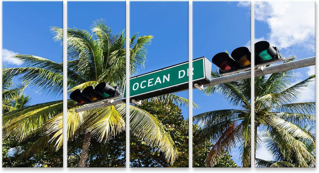 islandburner Bild auf Leinwand Ocean Drive Miami Wandbild Poster Kunstdruck Bilder, Leinwand 160x80c