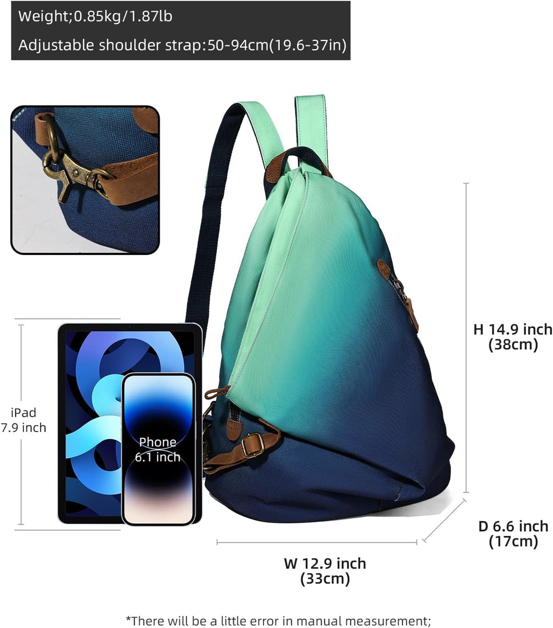 Retro Segeltuch Rucksack Canvas Vintage Rucksäcke Echtleder Daypack Reisetasche Schulterrucksack für