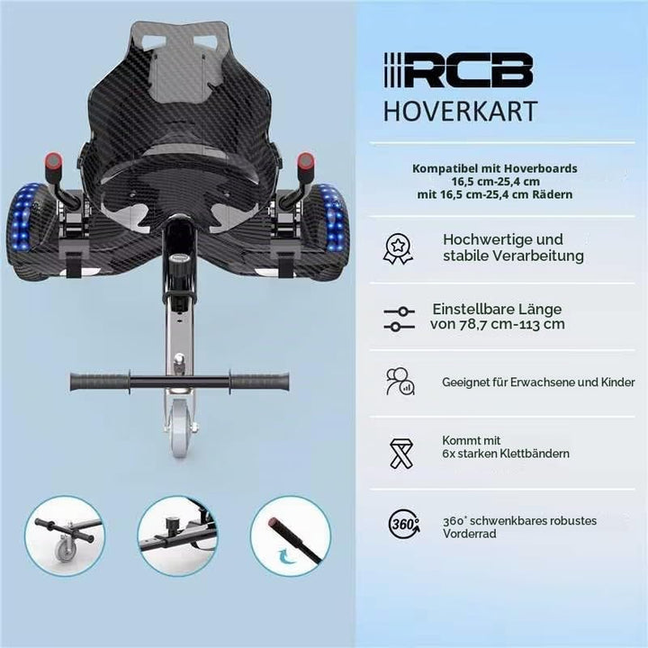 RCB Hoverboards mit Sitz Hoverkart komplett für Kinder, Skateboard mit Set, Hoverboards mit LED Lich