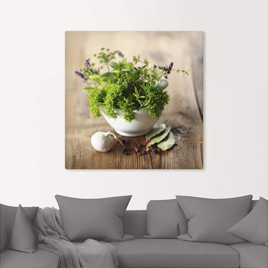 Artland Leinwandbild Wandbild Bild auf Leinwand 50x50 cm Wanddeko Kräuter Gewürze Lebensmittel Essen