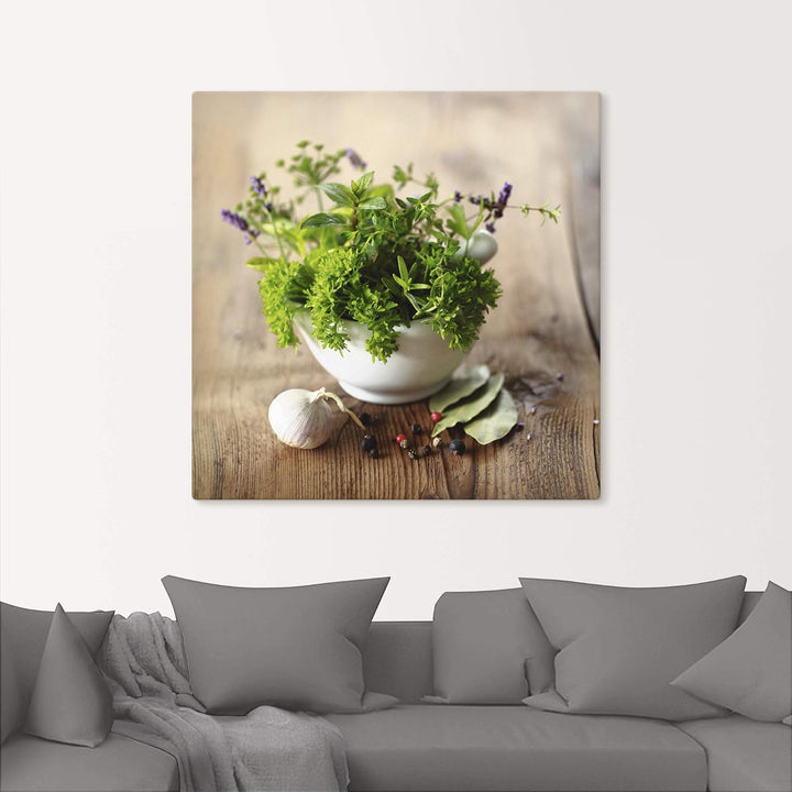 Artland Leinwandbild Wandbild Bild auf Leinwand 50x50 cm Wanddeko Kräuter Gewürze Lebensmittel Essen