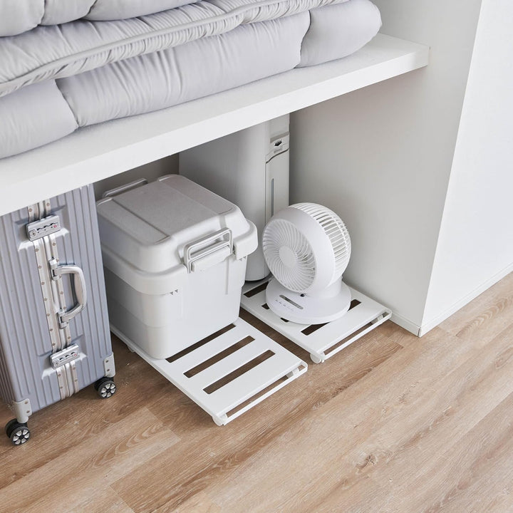 YAMAZAKI 1417 Tower Ablage mit Rollen, weiss, Stahl/Nylon, minimalistisch, 31 x 74,8 x 5,7 cm (L x B